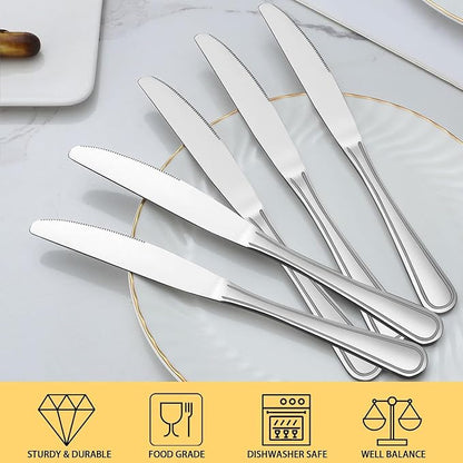 BEWOS 24-Piece Dinner Knives, 8.9-Inch Dinner Knife Set, Butter Knife, Food - Image 3