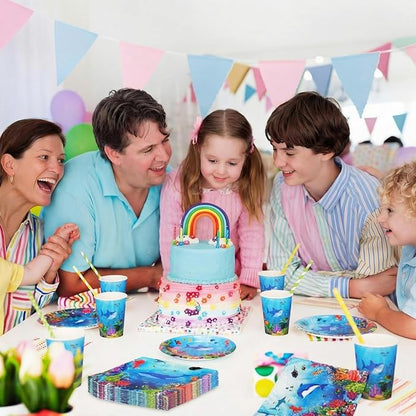 Pickmesh 250 Pcs Under The Sea Party Supplies Ocean Theme Paper Plates Napkins - Image 7