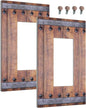 Outlet Covers Rustic Farmhouse Barn Door Vintage Wood 1 Gang Wall Plate Single Rocker Light Switch Cover Decorative GFCI Receptacle Electrical Switchplate for Bathroom Cabin Decor（2 Pack）