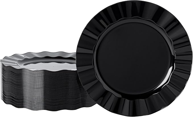 72 Pack Black Plastic Plates, Thanksgiving by NZVCNTableware