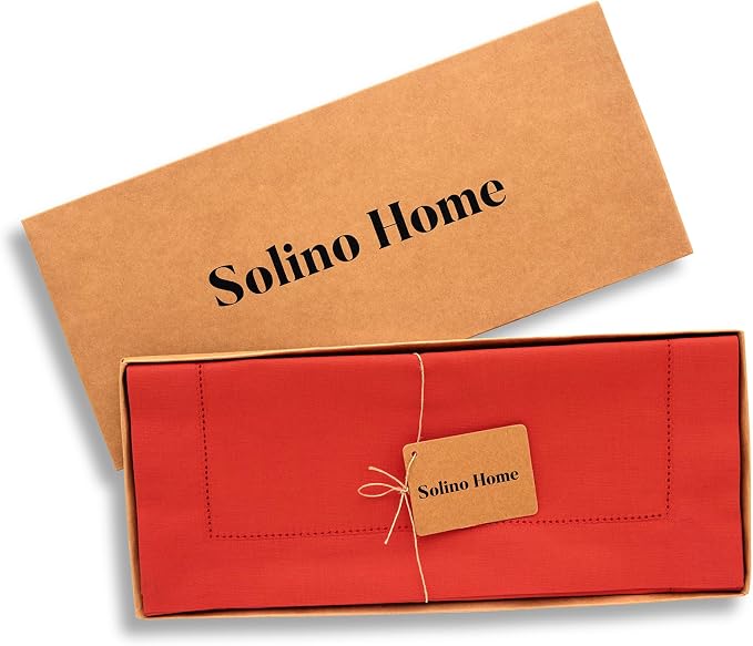 Solino Home Cotton Linen Dining Table Runner Poppy Red Woven, 14 x 72 in | - Image 4