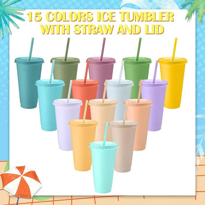 Honeydak 30 Pack Tumbler with Straw and Lid Bulk Cups - Image 2