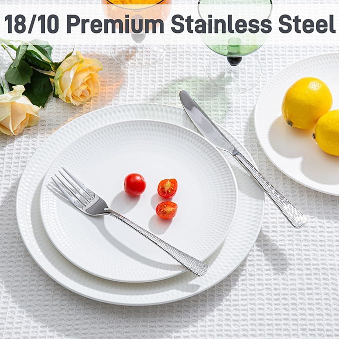 Silverware Set with Serving Utensils, 45 Piece Flatware Set, 18/10 Steel | - Image 6