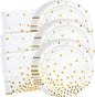 NatNarr 25 Set White Gold Plates and Napkins Set, 6.5" Napkins, Party Plates by NatNarr