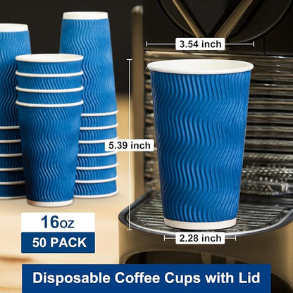 PARACITY Insulated Paper Disposable Coffee Cups, 50 Pack - Image 4