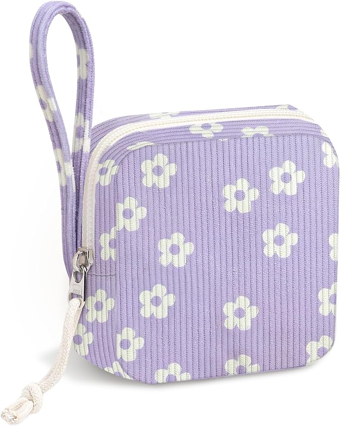Corduroy Period Pouch Women Cute Sanitary Pad Pouch | Portable Tampon Holder by CetyVoyie
