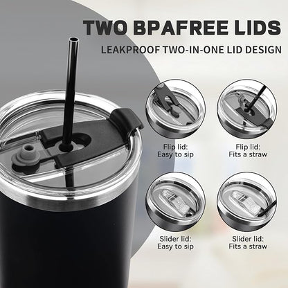 40 oz Tumbler with Lids and Straws, Stainless Steel Insulated Coffee Tumbler - Image 5