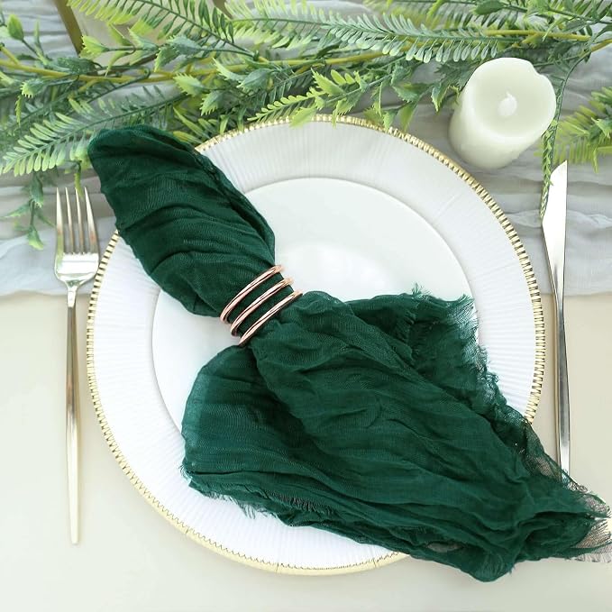 Efavormart 5 Pack 24"x19" Hunter Emerald Green Matte Gauze Cheesecloth Napkins by efavormart