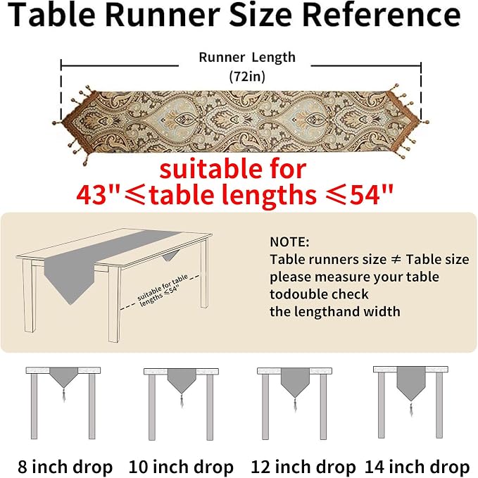 Luxury Vintage Design Table Runners 72 inches Long Embroidery Jacquard Fabric - Image 2