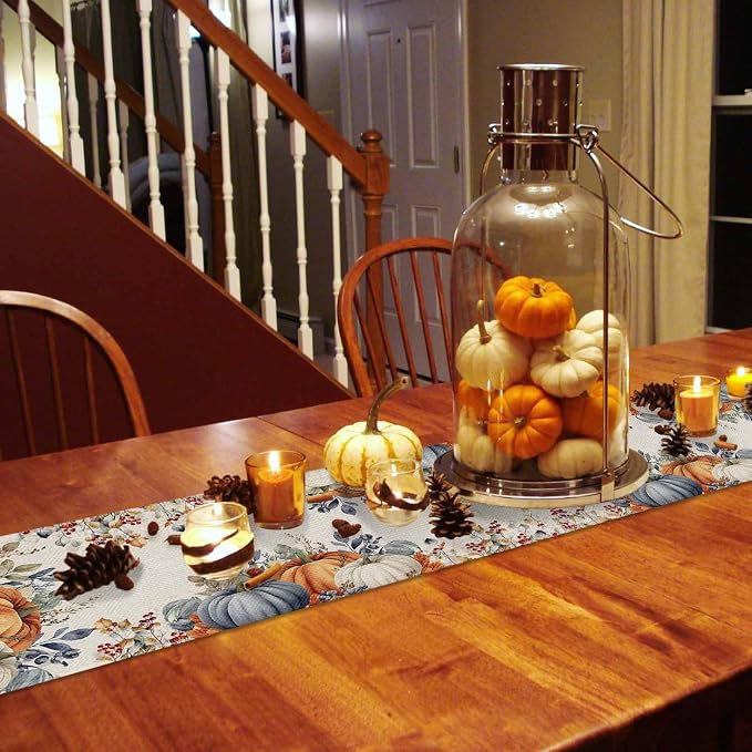 Fall Thanksgiving Table Runners 72 Inches Long, Cotton Linen Fabric Autumn - Image 4