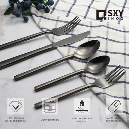 Silverware Set for 4,20 Pieces Forged Stainless Steel Flatware Set Cutlery Set,Heavy Duty and Modern Desgin,Fancy Tableware Cutlery Set for Home,Restaurant,Mirror Polished,Dishwasher Safe