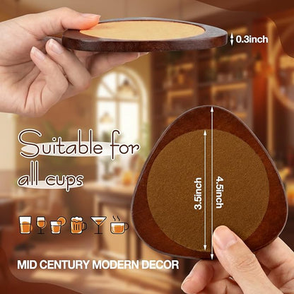 6 Pcs Mid Century Modern Coasters Wood Absorbent Coaster - Image 3
