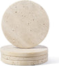 Koville Travertine Coasters, Marble Coaster Set of 4 for Drinks, 4" Round Stone Coasters Set Heat Resistant, Decorative Modern Cup Coaster for Coffee Table Home Bar Decor, Unique Gift Choice(Beige)