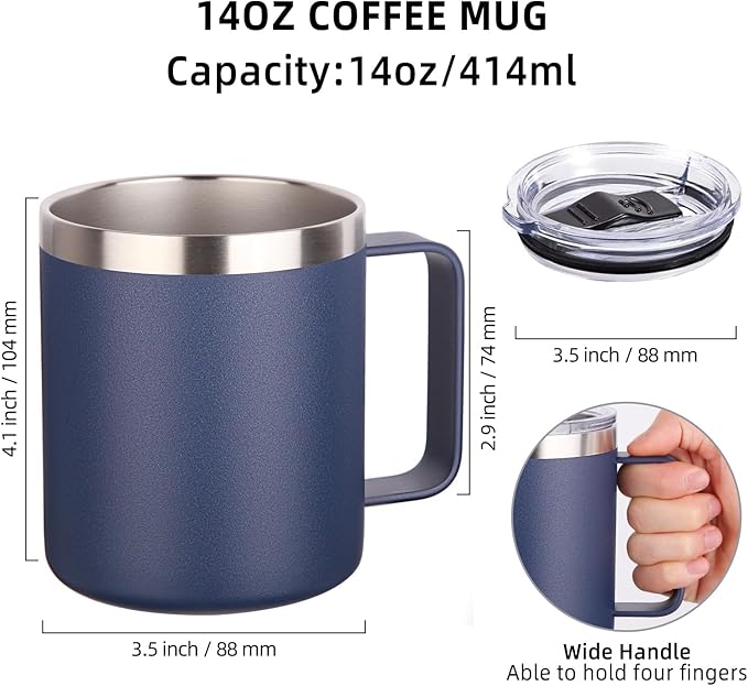 Volhoply 14oz Insulated Stainless Steel Coffee Mug - Image 2