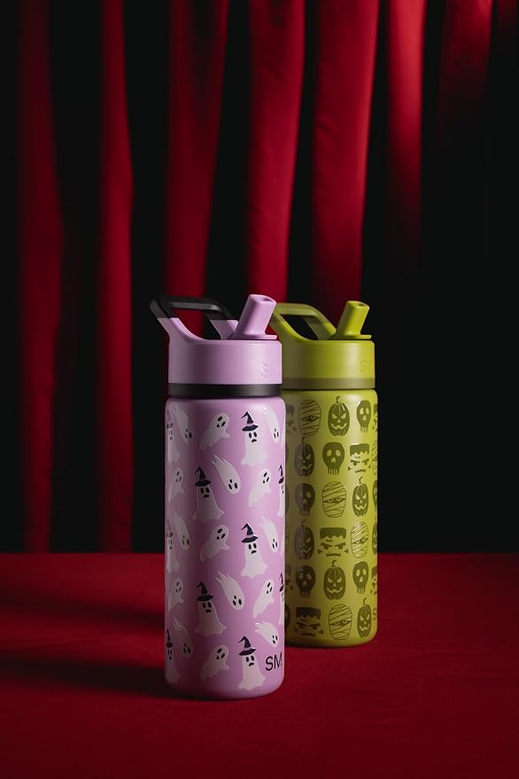 Simple Modern Halloween Kids Water Bottle | 14oz | Ghosts | Insulated Stainless - Image 2