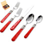 20 pieces 18/10 Stainless Steel Silverware Sets With Red Handle,Vintage Cutlery Sets,Sliverware set Service for 4,Dishware Safe (20, Red)