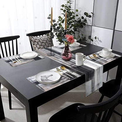 Black and Grey Abstract Modern Table Runner 108 Inches Long - Image 3