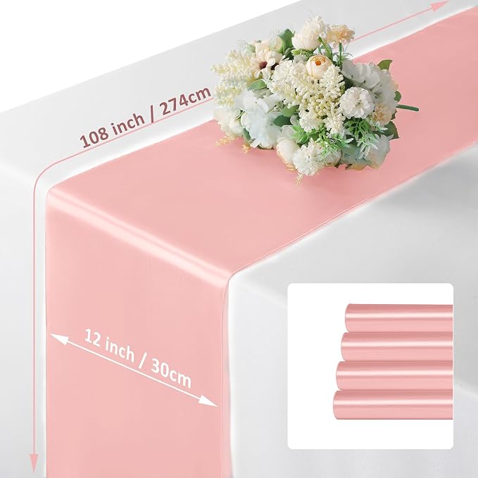 Manyshofu Blush Satin Table Runner 12x108 - Image 4