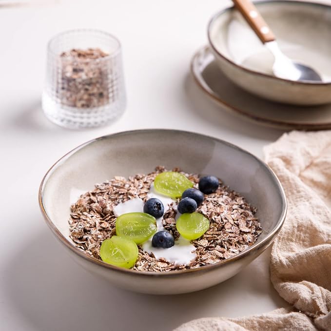 AmorArc Ceramic Cereal Bowls Set of 6, 24 oz Handmade Stoneware Bowls Set - Image 5