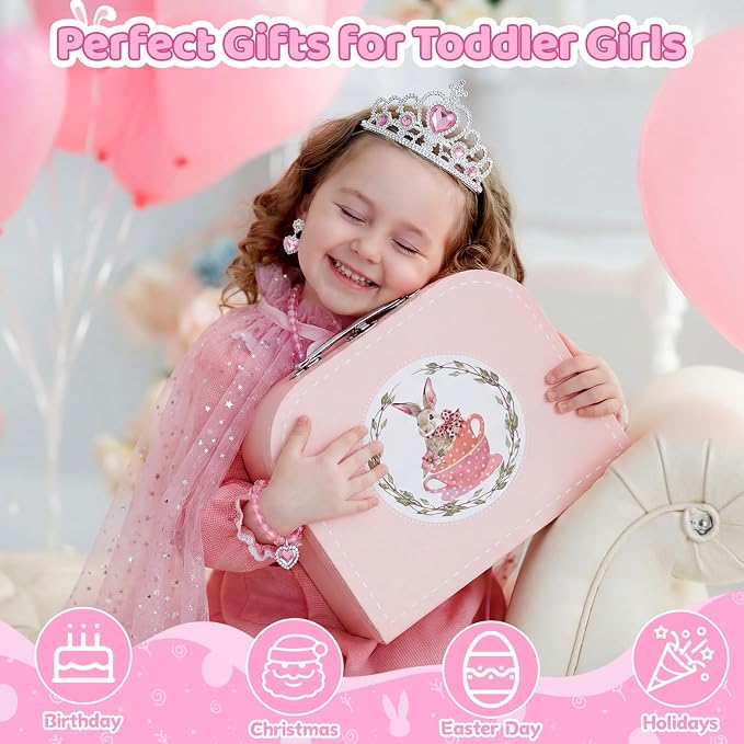iAOVUEBY Tea Party Set for Little Girls Age 3-8, Kids Princess Pretend Playset - Image 3