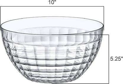 Amazing Abby - Carlita - 150-Ounce Plastic Serving Bowls (Set of 2), 10-Inch Clear Salad Bowl Set, BPA-Free, Shatter-Proof, Dishwasher-Safe, Stackable, Great for Salad, Fruit, Cereal, Snack, and More