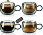 glastal Black Espresso Cup Set of 4, 4 Oz Double Wall Glasses Espresso Coffee by glastal