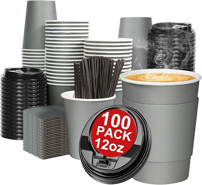 Clawsoff 100 Pack 12 oz Disposable Coffee Cups by BuyNow