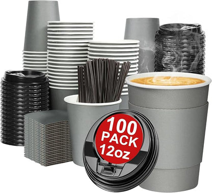 Clawsoff 100 Pack 12 oz Disposable Coffee Cups by BuyNow