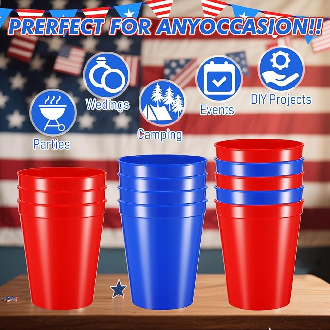 Yungyan 100 Pack 16 oz Stadium Cups Reusable Plastic Cups Blank Drink Stadium - Image 4