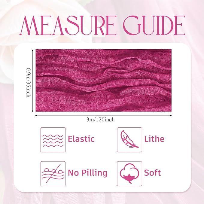 Cheesecloth Table Runner Fushia 10FT Boho Gauze Runner - Image 2