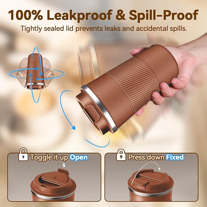 12OZ Travel Coffee Mug Insulated Coffee Cup - Image 4