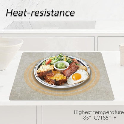 Placemats Set of 6 Faux Leather Heat Resistant Tables Mats Waterproof Oilproof Wipeable Reversible Anti-Slip Place Mats for Kitchen/Dining/Party/Outdoor 11.8" x 16.9", Cream White
