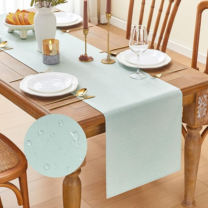 YATOJUZI Light Mint Green Table Runner Seasonal Spring Summer Kitchen Dining by YATOJUZI