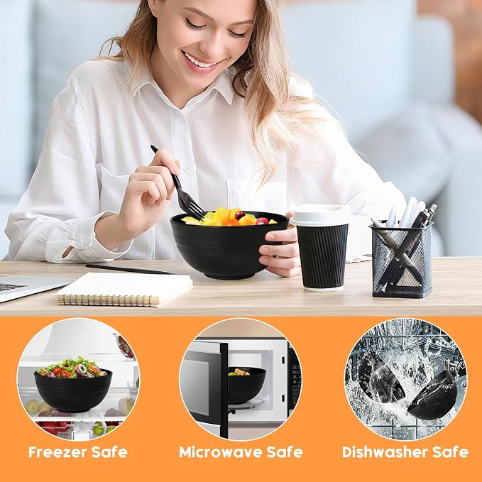 Unbreakable Cereal Bowls Set of 8, 26 Oz Wheat Straw Bowl Sets, Microwave & - Image 6