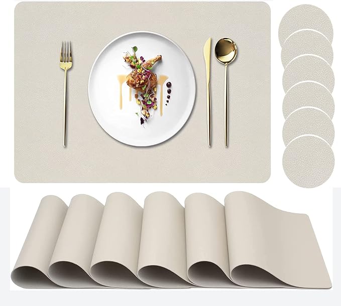 Placemats Set of 6, Faux Leather Place Mats by Abuzhen