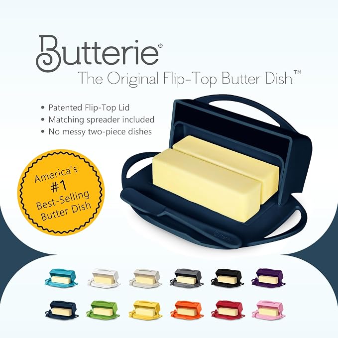 Flip Top Butter Dish with Attached Lid & Matching Knife, 2 Pack - Image 8