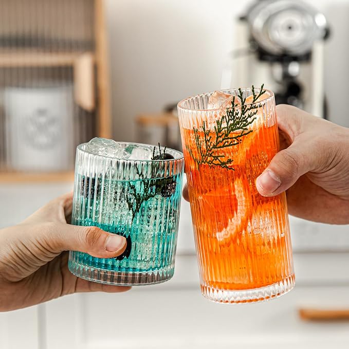 Ribbed Drinking Glasses Set of 8 - Image 5