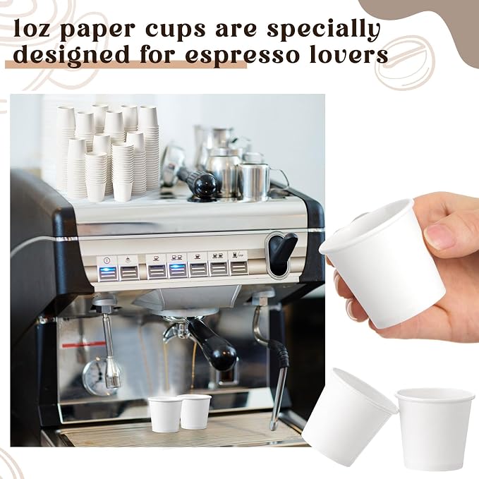 100 Pack 1oz Mini Coffee Cups Disposable Paper Cups Hot or Cold Beverage Cup - Image 7