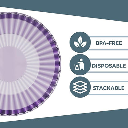 Exquisite Purple Plastic Bowls Disposable - 16 Oz - 20 Count - Disposable Soup Bowls - Great for Weddings Parties And Formal Occasions