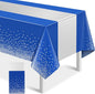 1Pcs Blue Silver Tablecloth Party Decorations, Plastic Royal Blue Table Cloth by MASHAN
