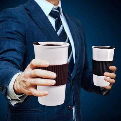 Ceramic Travel Mug, Double Wall Insulated Takeaway 12 oz Coffee Cup - Image 3
