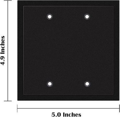 Henne Bery Modern Edge Decorative Wall Plate Switch Plate Outlet Cover, Durable Solid Zinc Alloy (Double Blank, Matte Black)