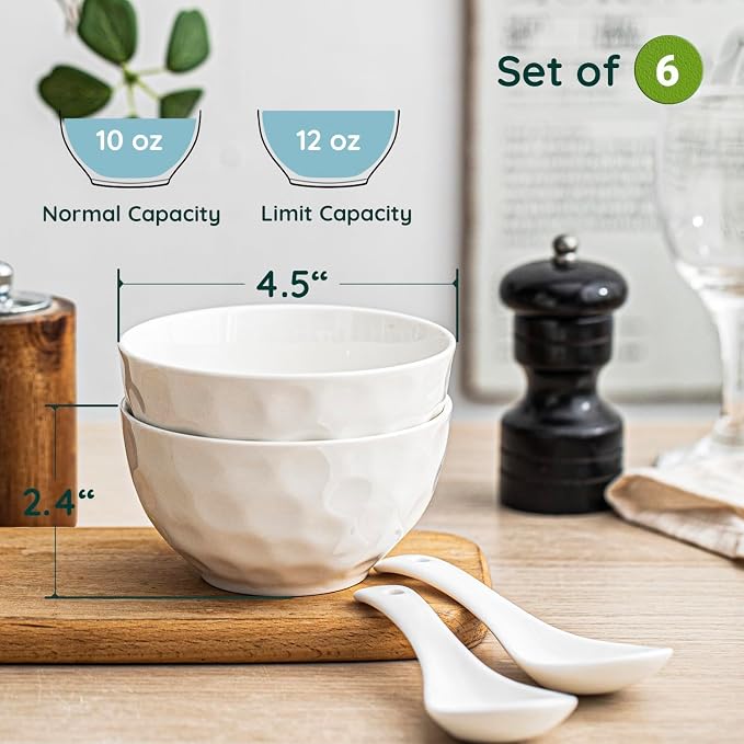 HOMBENE Porcelain Soup Bowls, 4.5 Inch Ice Cream Bowl, Kitchen Bowl Set - Image 3