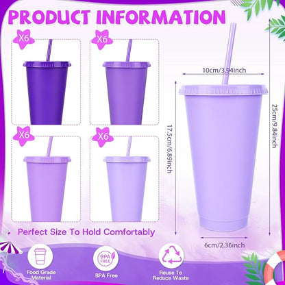 24 Pack Plastic Tumblers with Lids and Straws, Reusable Cups with Lids Plastic - Image 2