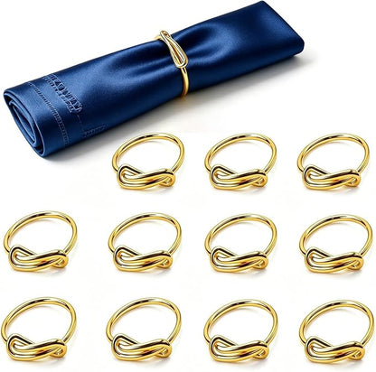 12Pcs Gold Infinity Knot Napkin Rings, Metal Decorative Napkin Holders by SHUOGUO