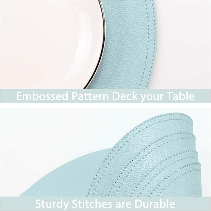 Faux Leather Round Placemats and Coasters, Coffee Mats Kitchen Table Mats - Image 5