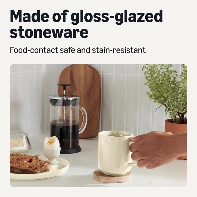 Amazon Basics Glazed Stoneware Coffee Mugs, Ceramic 4-Piece Set, 16 oz - Image 3