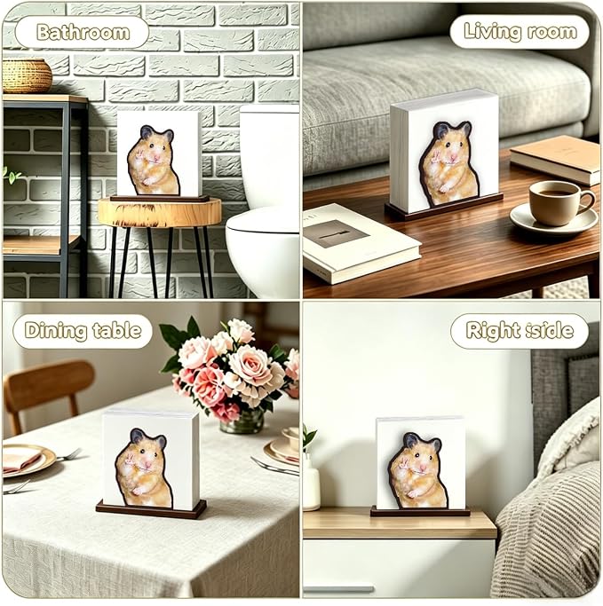 Cute Wooden Napkin Holder Hamster Design Farmhouse Animal Wood Napkin Holder - Image 4
