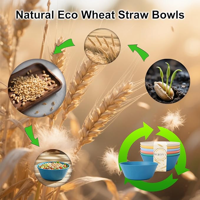 Wheat Straw Bowls Set 36oz, Cereal Bowls Soup Bowls Set of 6, Unbreakable Salad - Image 7