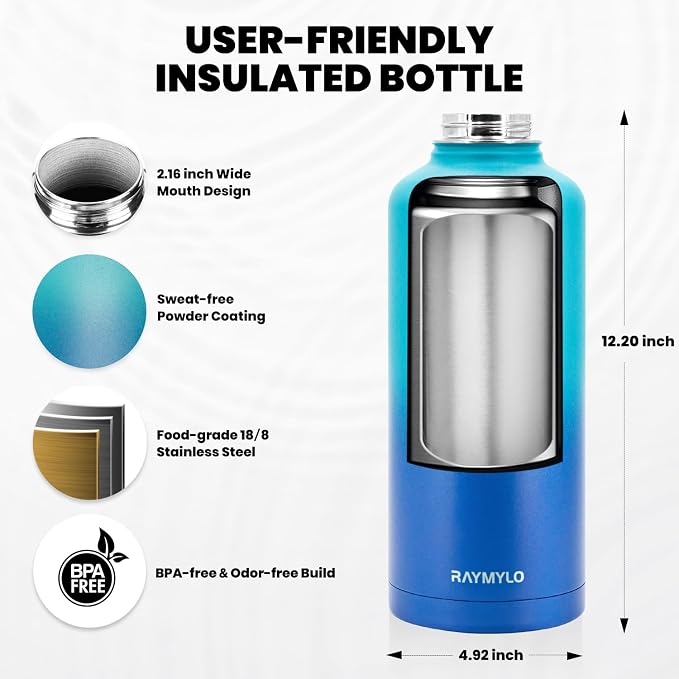 RAYMYLO Insulated Water Bottle 87 oz, Triple Wall Vacuum Stainless Steel | - Image 5